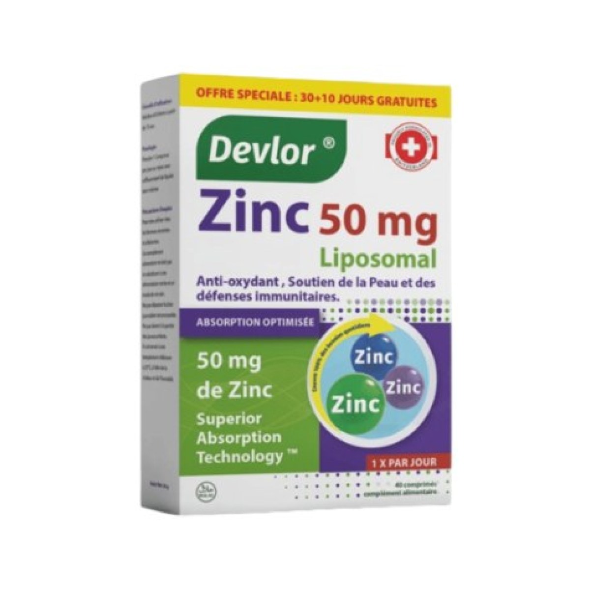 Devlor Zinc 50 mg Liposomal - 40 comprimés