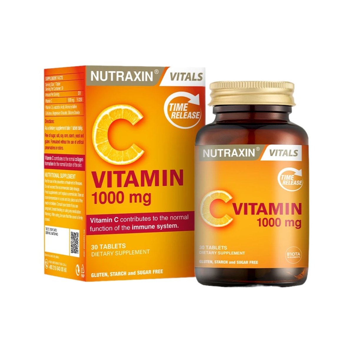 Nutraxin Vitals Vitamine C 1000 mg LP (Time-Release) - 30 comprimés