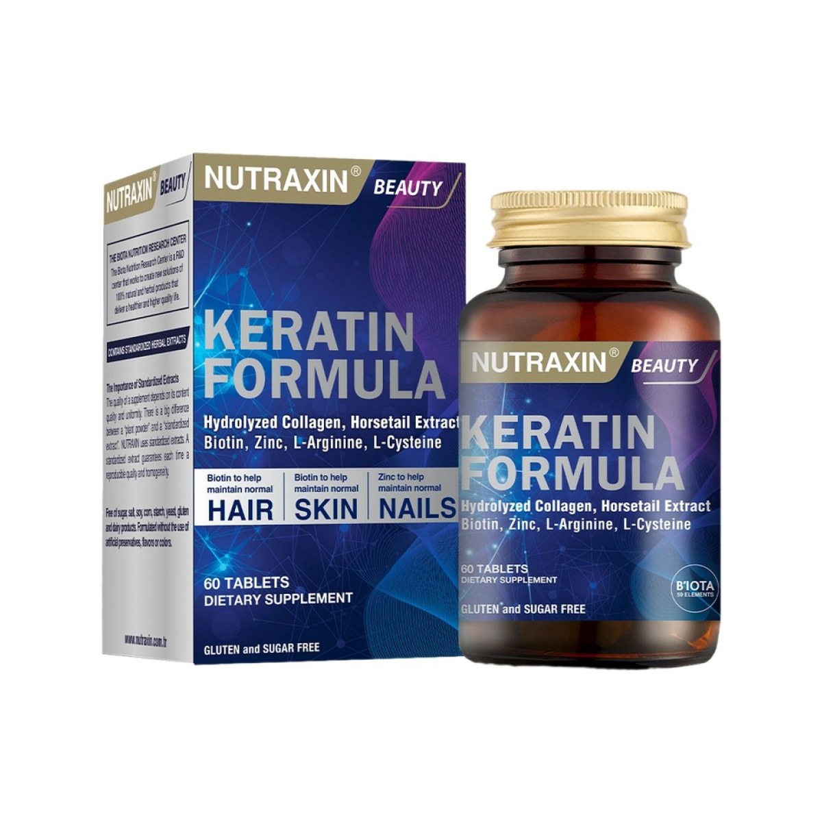 Nutraxin Kératine Formule - Cheveux, Peau & Ongles (60 comprimés)