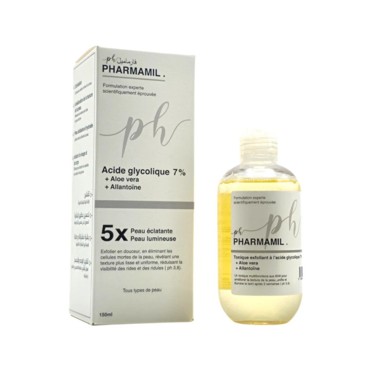 Pharmamil Acide Glycolique 7% + Aloe Vera + Allantoine - Tous types de peaux 150 ml
