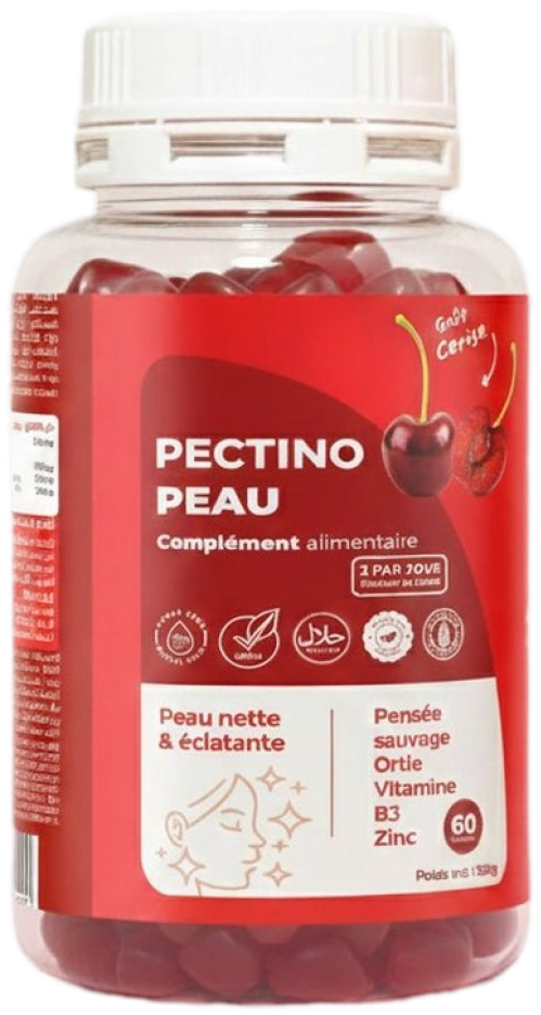 Pectino Peau Gummies (goût Cerise) - Boîte de 60